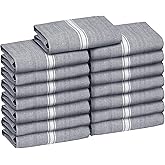 Zeppoli Classic Kitchen Towels - 15 Pack 100% Natural Cotton Towel Set, Reusable Wash Cloths, Absorbent Dish Towels, Machine Washable Hand Towels, Kitchen Essentials - 14” by 25” - Black
