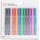 TRU RED Permanent Markers, Fine Tip, Assorted Colors, 12-Pack | Precision pen-style markers for writing, labeling, and everyday office use.
