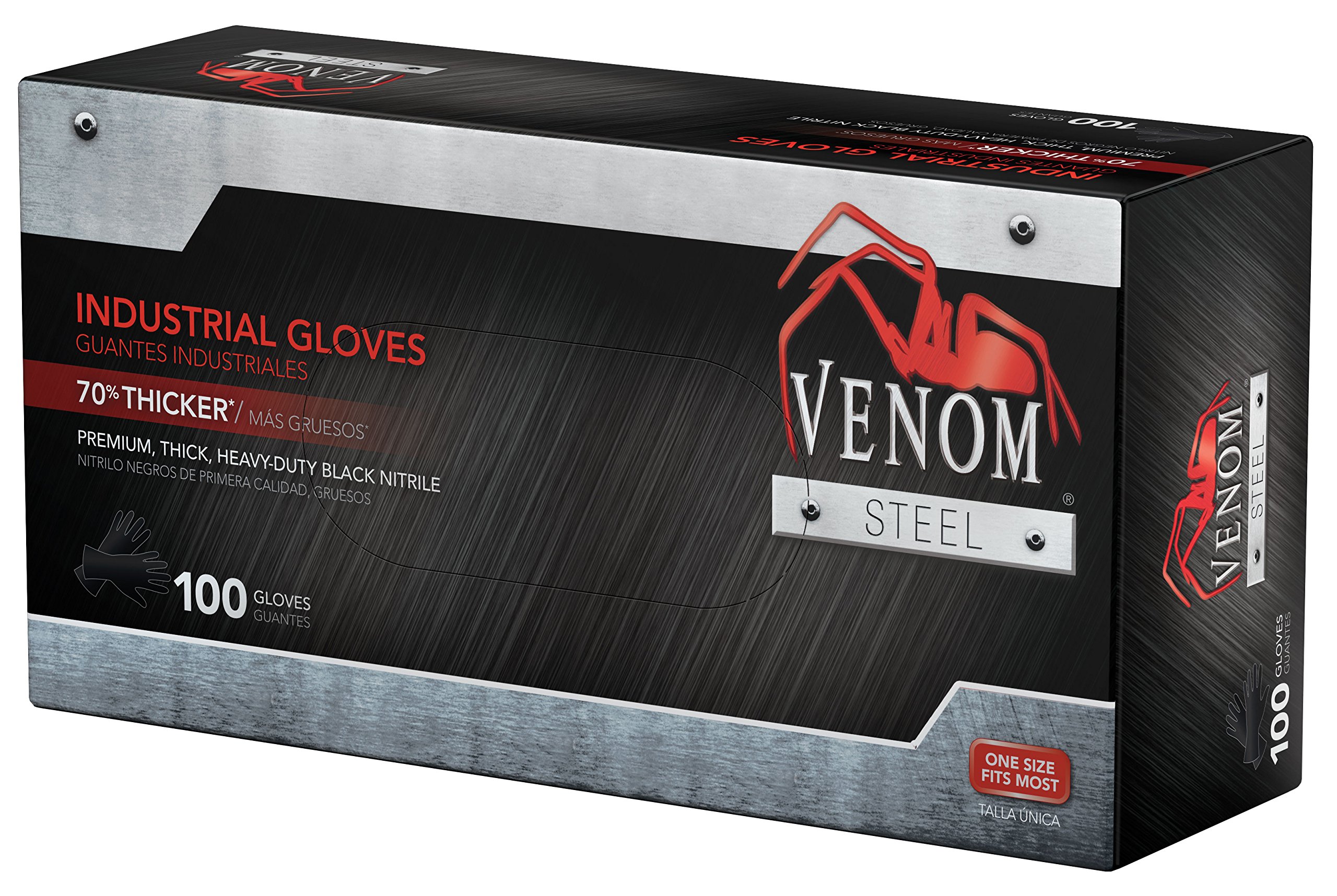 Venom Steel Premium Industrial Nitrile Gloves, Black (Pack of 100) eBay