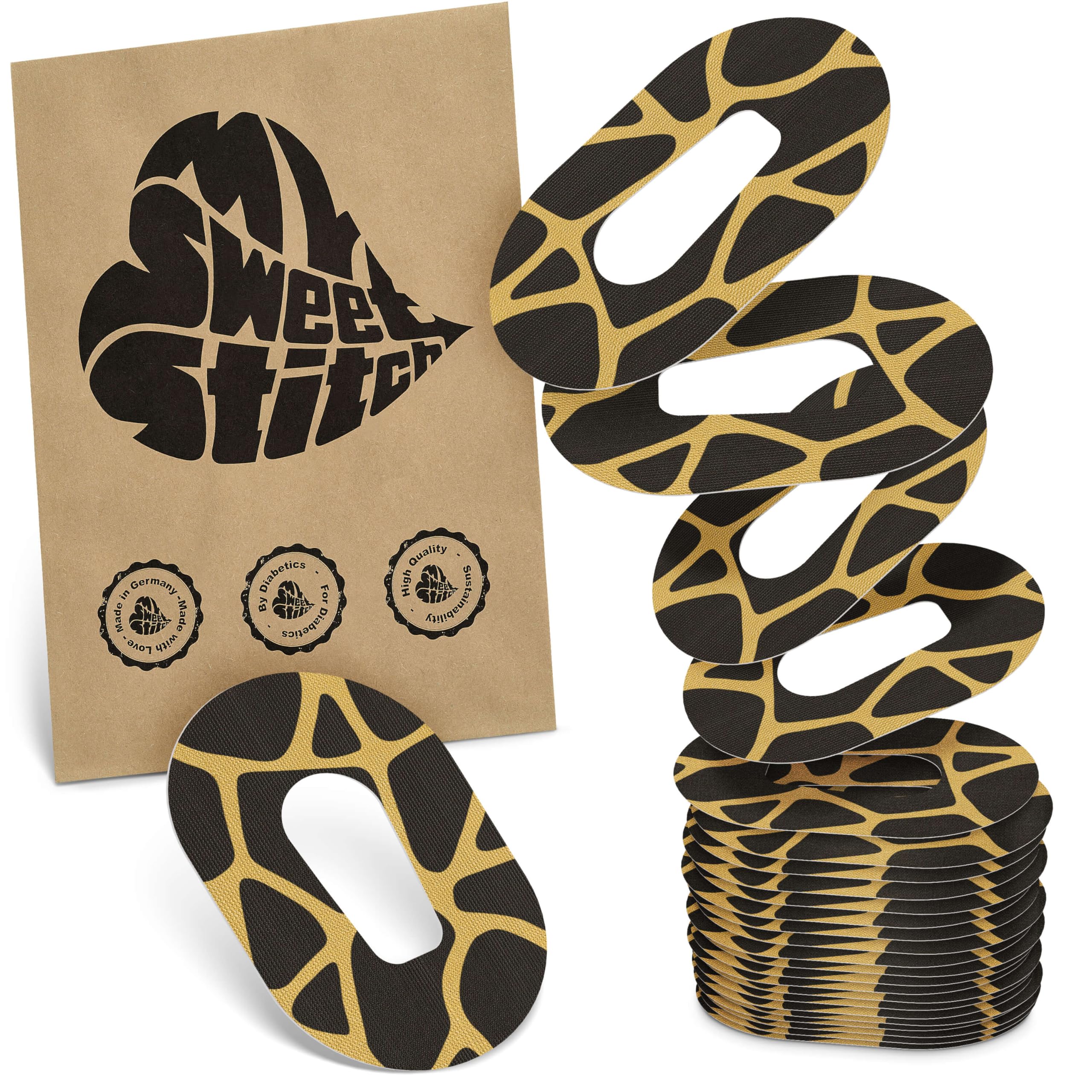 MySweetStitch - 25 x Dexcom G6 Patches, Overpatch Ø 70 x 55mm, Waterproof, Breathable, Skin-Friendly, Made in Germany, Savannah