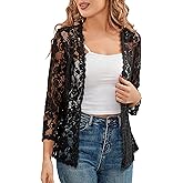 BENANCY Women's 3/4 Sleeve Bolero Shrugs Crochet Lace Open Cardigan