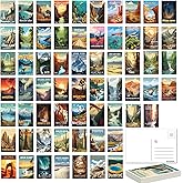 SHOXREM National Parks Theme Postcard Set: Retro Travel Posters Wall Decoration - 63 Abstract U.S. Parks Illustrations, 4" W x 6" H