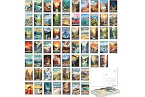 SHOXREM National Parks Theme Postcard Set: Retro Travel Posters Wall Decoration - 63 Abstract U.S. Parks Illustrations, 4" W x 6" H