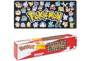 POKÉMON Pokemon Gaming Mouse Pad Pikachu Non Slip Large Desk Mat for PC Laptop Keyboard Mat 31x14 Inch Office Desk Accessories Anime Gifts (Black)