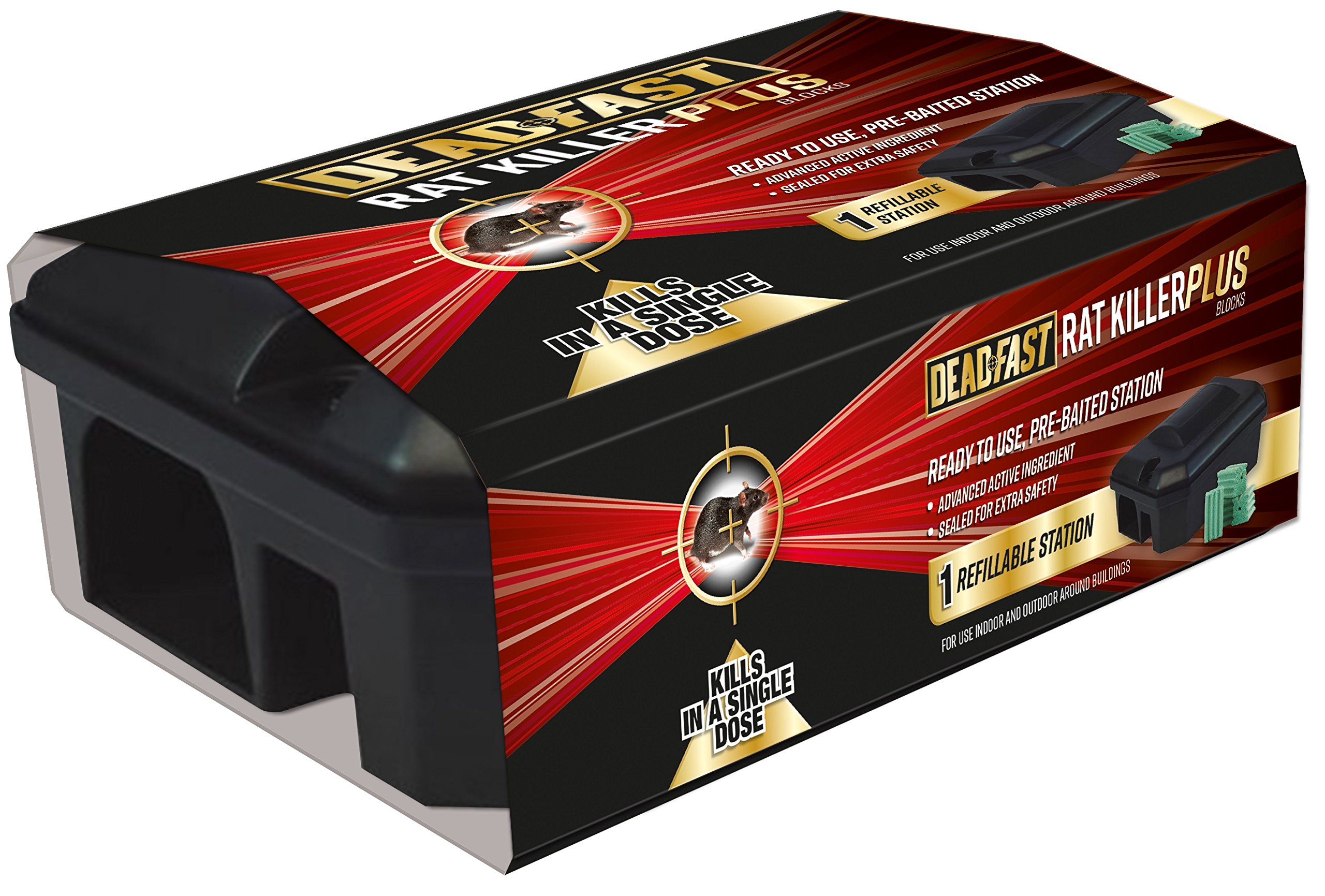 Deadfast 20300395 Rat Killer Plus, Ready To Use Pre-Baited with Poison Block Bait Station, Black — image 1