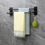 JS Towel Rail Self Adhesive Double 43.5cm Stainless Steel Black