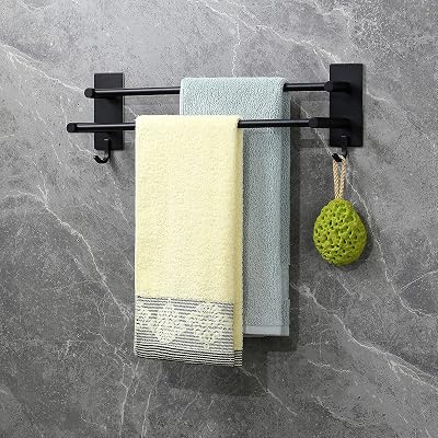 JS Towel Rail Self Adhesive Double 43.5cm Stainless Steel Black