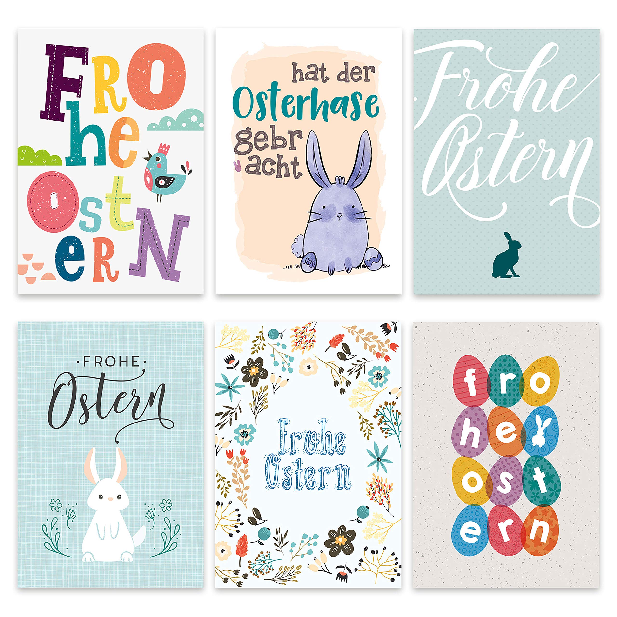 Papierdrachen Easter card set pastel - 12 lovingly designed Easter postcards - Greetings cards set pastel — image 1