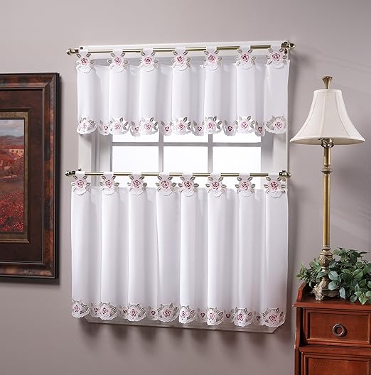 Amazon Com Today S Curtain Capri Reverse Embroidery 36 Inch Tab