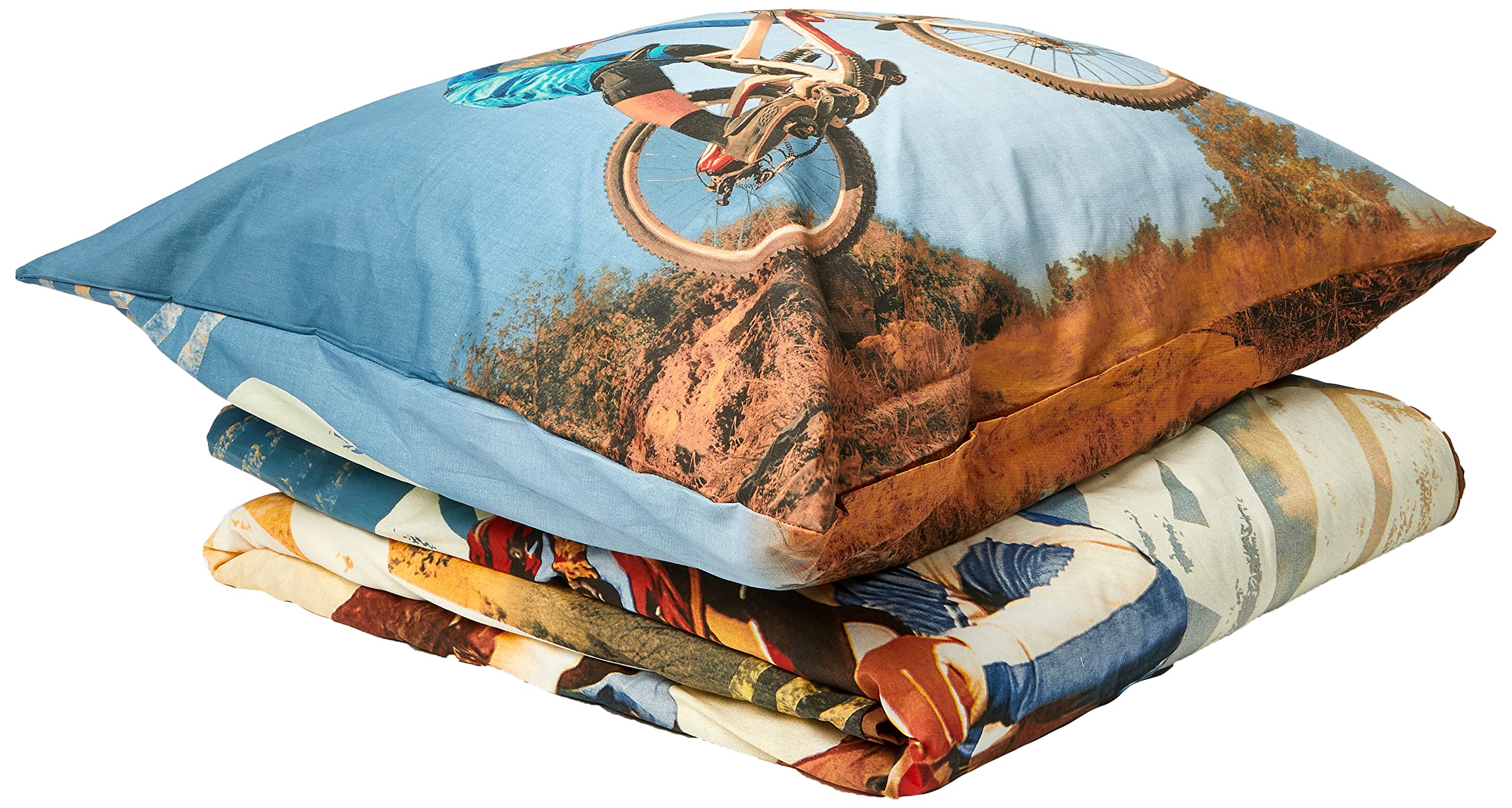 Herding YOUNG COLLECTION Bedding Set, Mountainbike Reversible Motif, Duvet Cover 140 x 200 cm, Pillow Case 70 x 90 cm, Cotton/Renforcé