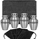 Trupoint Memorials Small Urns for Human Ashes Keepsake, Pewter Decorative Mini Cremation Urn for Adult Men & Women, Set of 4, Silver Lining