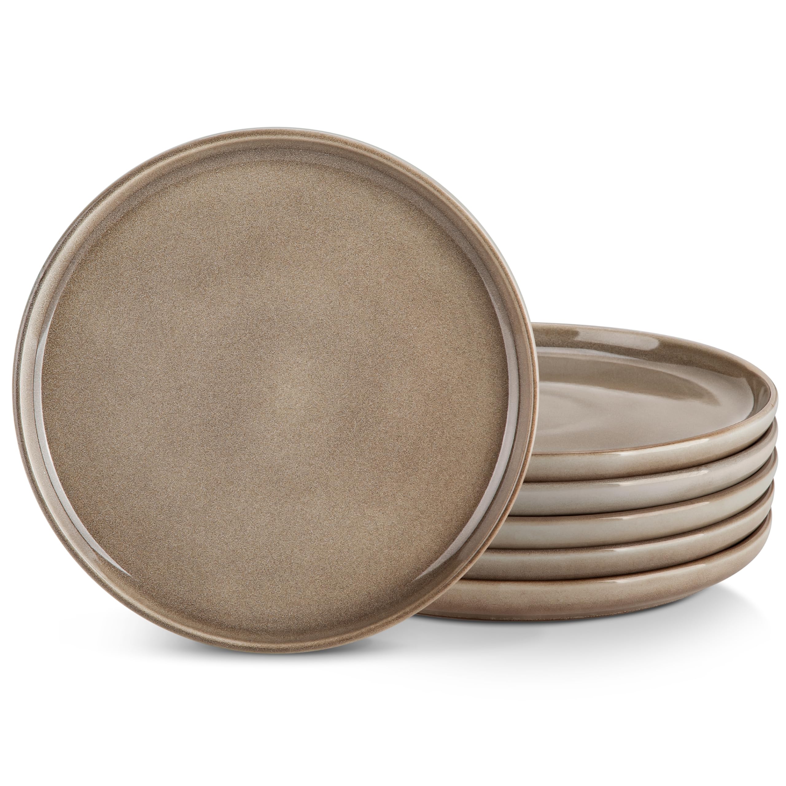 Photo 1 of vancasso PLAYA Dinner Plates Set of 6, 10.25 Inch Ceramic Plates, Microwave, Oven and Dishwasher Safe Plates, Brown