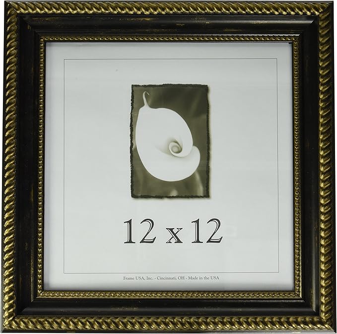 12x12 Antique Wood Picture Frame (Black & Gold)
