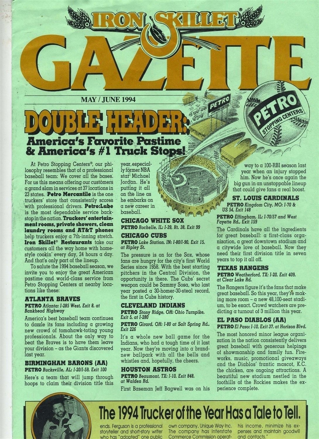Iron Skillet Gazette Restaurant Menu Petro Truck Stop May June 1994