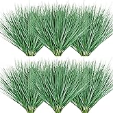 Uieke 20PCS Artificial Outdoor Plants, Fake Grass Plants UV Resistant Greenery Shrubs Faux Plastic Plants Fake Wheat Grass for Window Box Patio Front Porch Office Garden Décor (Grass)