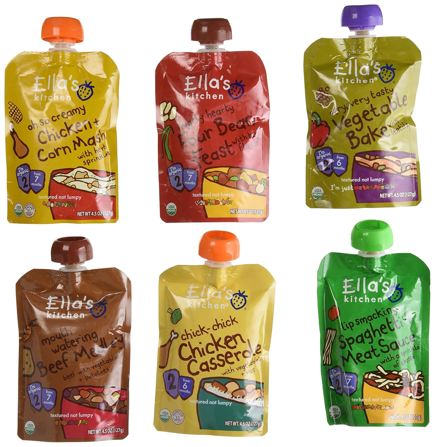 Ellas Kitchen Baby Food Stage 2 Meal Pack Of 6 Amazon Com