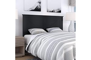 Glenwillow Home Farmhouse Style Wood Panel Headboard in Black - Full Size
