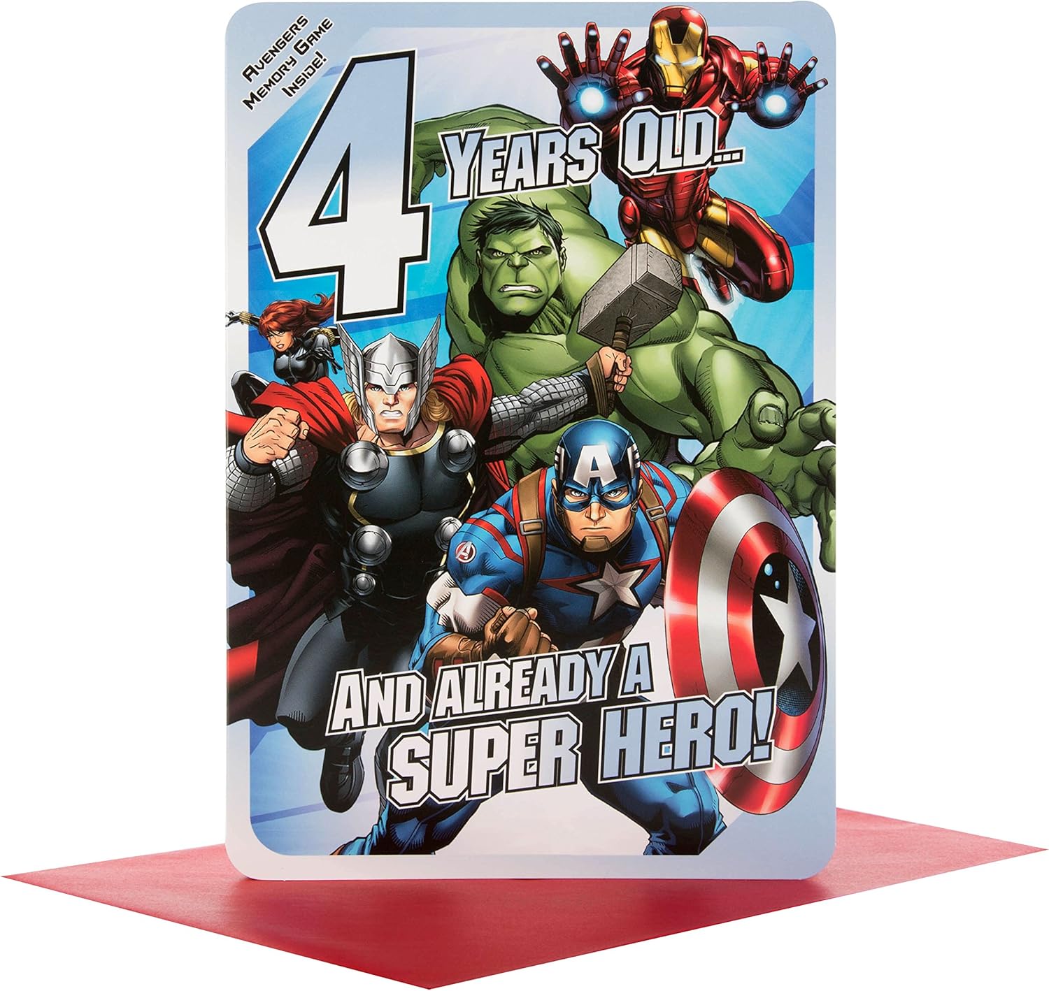 Hallmark 4th Birthday Card, MARVEL Superheroes, With Activity, Blue, Multicolor, 15.9 x 22.8 cm - Image 5
