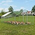 VEVOR Large Metal Chicken Coop, 19.3x9.8x6.5ft Walk-in Chicken Runs for Yard with Cover, Spire Roof Hen House with Security Lock for Outdoor and Backyard, Farm, Duck Rabbit Cage Poultry Pen