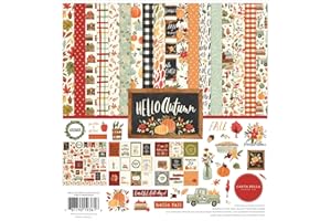 ECHO PARK PAPER COMPANY Carta Bella Paper Company Hello Autumn Collection Kit, red, Teal, Yellow, Orange, Black 12-x-12-Inch