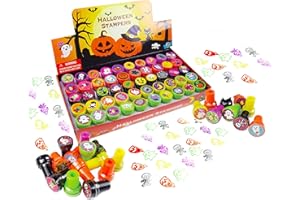 TINYMILLS 50 Pcs Halloween Stamps for Kids – Bulk Self-Inking Stampers with 50 Different Designs | Trick or Treat Party Favors, Classroom Prizes, Non-Candy Halloween Toys and Game Rewards