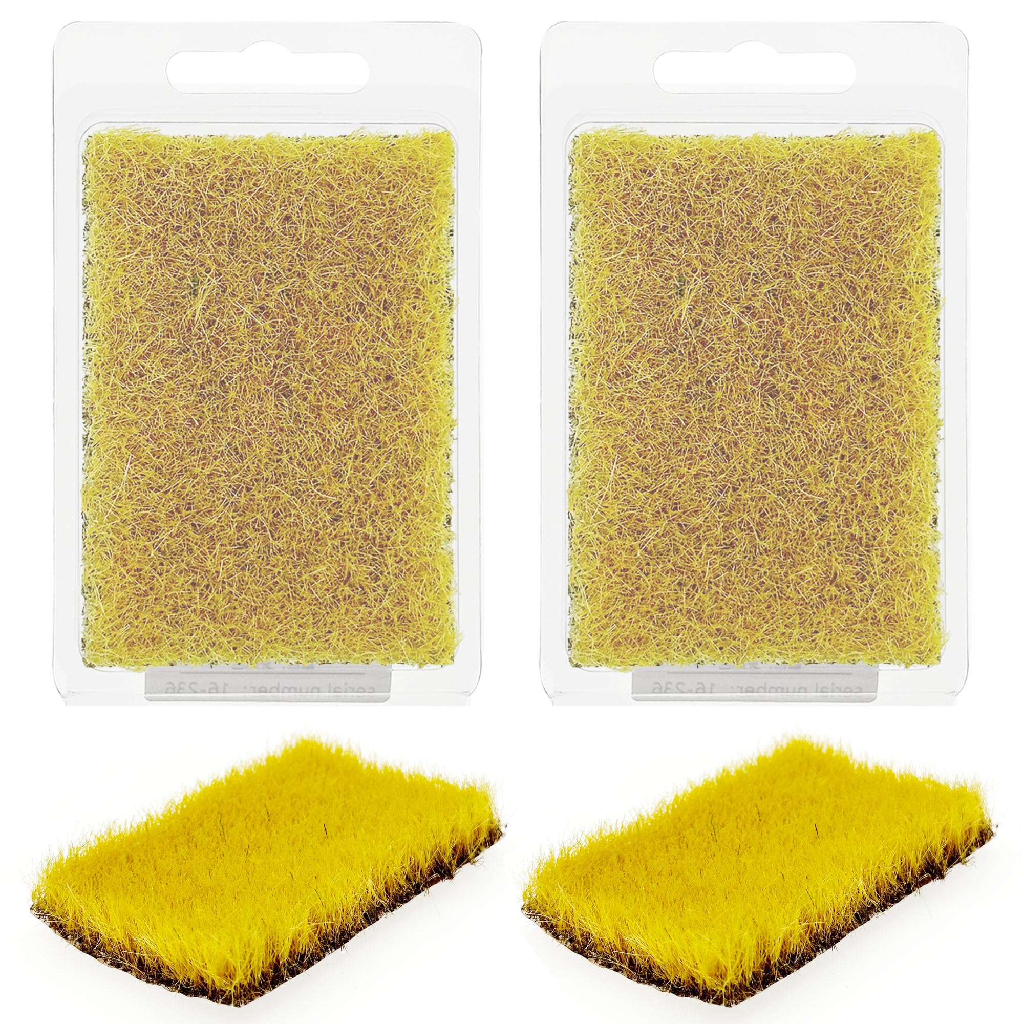 Attuslla 2 PCS Static Grass Bushy Tufts, Model Grass Tufts for DIY Architecture Building Model Train Landscape Railroad Scenery, Light Yellow