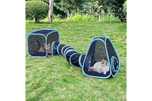 GONPETGP Outdoor Cat Enclosures, Cat Tunnels Tents Cubes for Indoor Cats with Play Ball, Collapsible Outside Playpen Tunnel for Kitty, Rabbit, Puppy and Small Animals