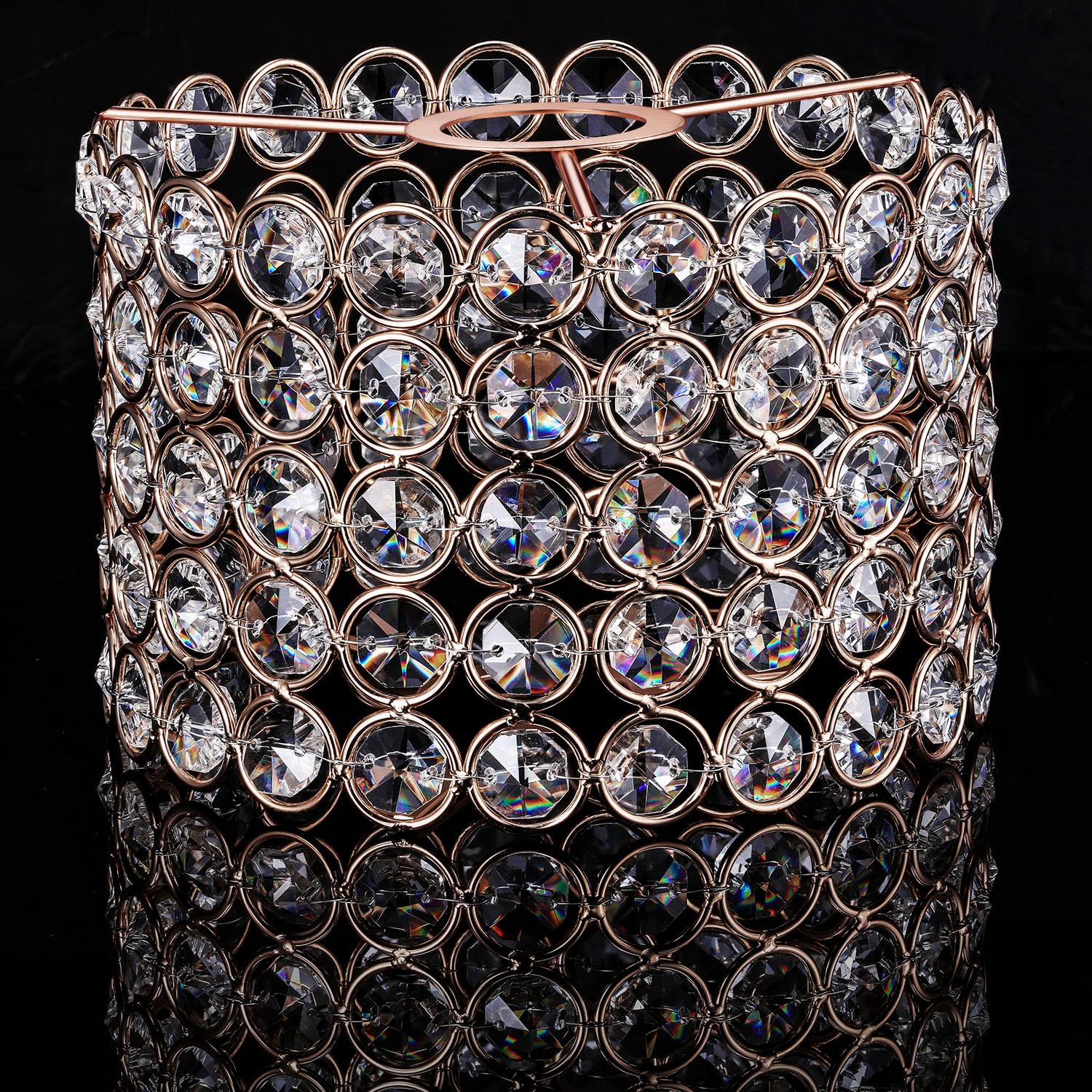 Boao Crystal Lamp Shade Ceiling Light Shade Fitting for Living Room, Bedroom and Bathroom, Warm White, Bulb Not Included (Gold, 5.9 x 5.9 x 3.94 Inch)