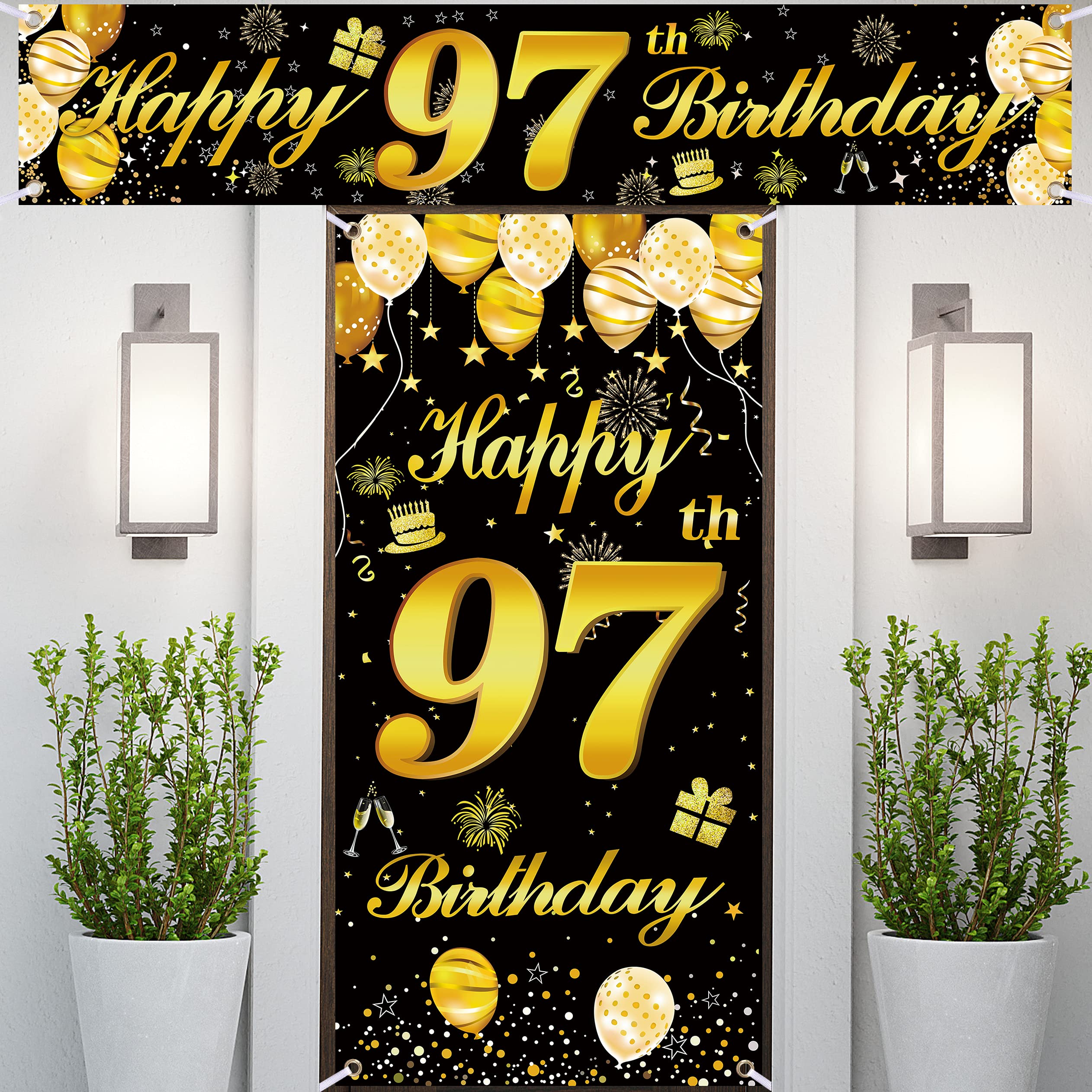 97th Happy Birthday Door Banner IMISI Birthday Decorations Birthday Backdrop Decorations for a Party