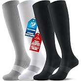 PULIOU Compression Socks for Women Men 15-20 mmHg Easy On Off,2 Pairs | Knee High,All day comfort,Breathable,Graduated Circulation,for Flying,Travel,Cycling,Running,Athletic,Pregnancy,Daily Wear