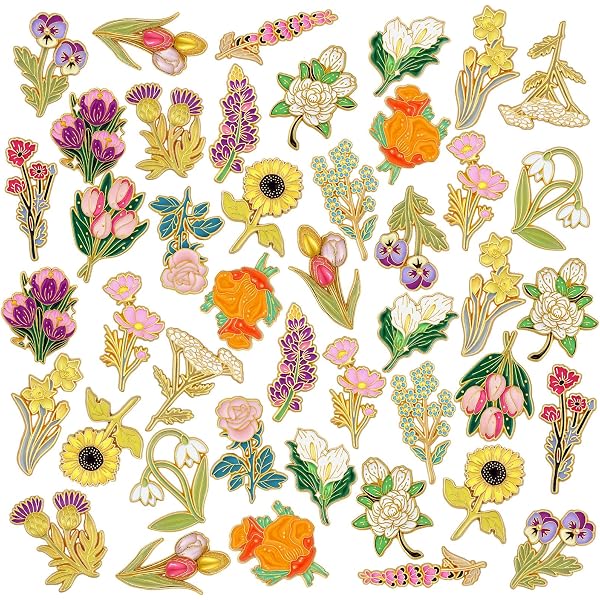 Floral Enamel Pins 40 Pcs Bulk Wildflower Lapel Pin Set Amazon.com: CraftyDream 40 Pcs Flower Enamel Pins Bulk  main image 3