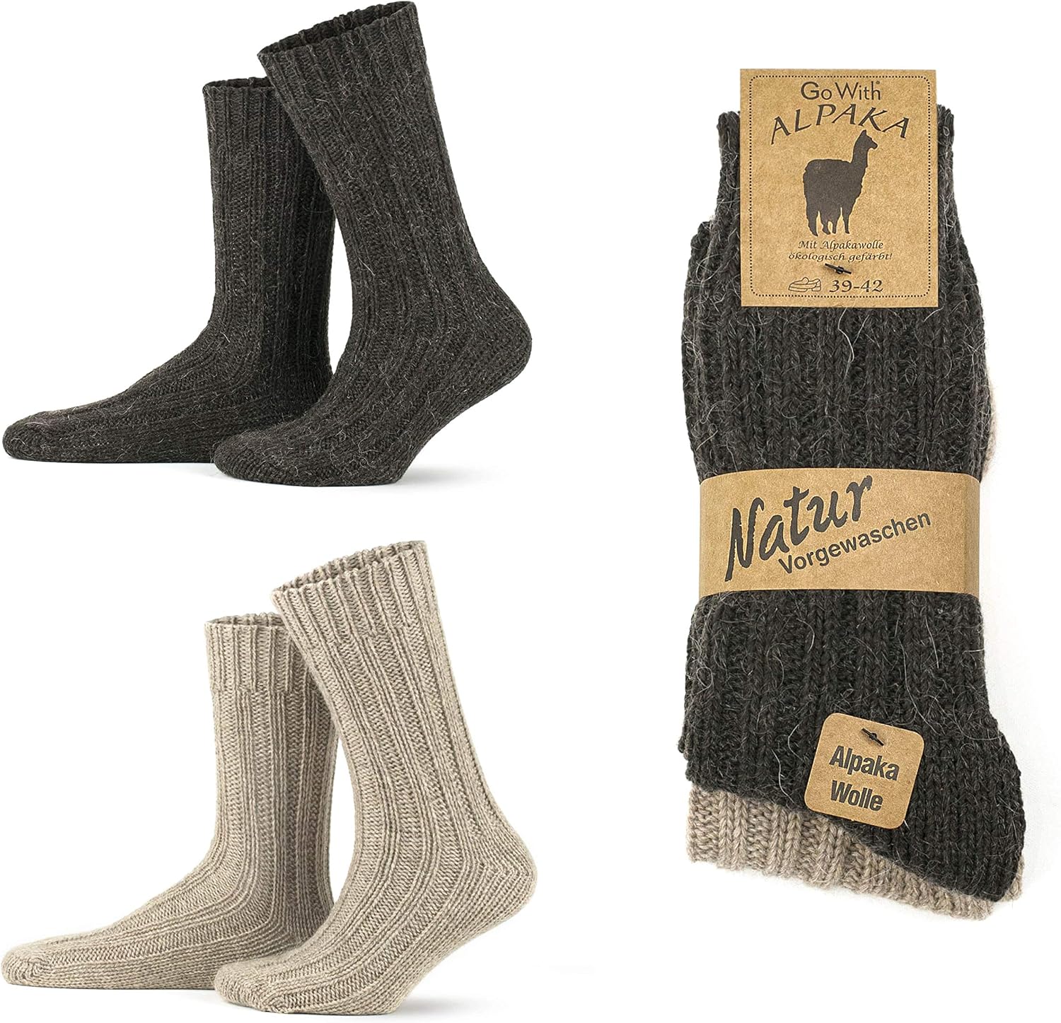 YESWEL Alpaka Socken 2-Paar - Dicke Thermosocken Für Damen & Herren