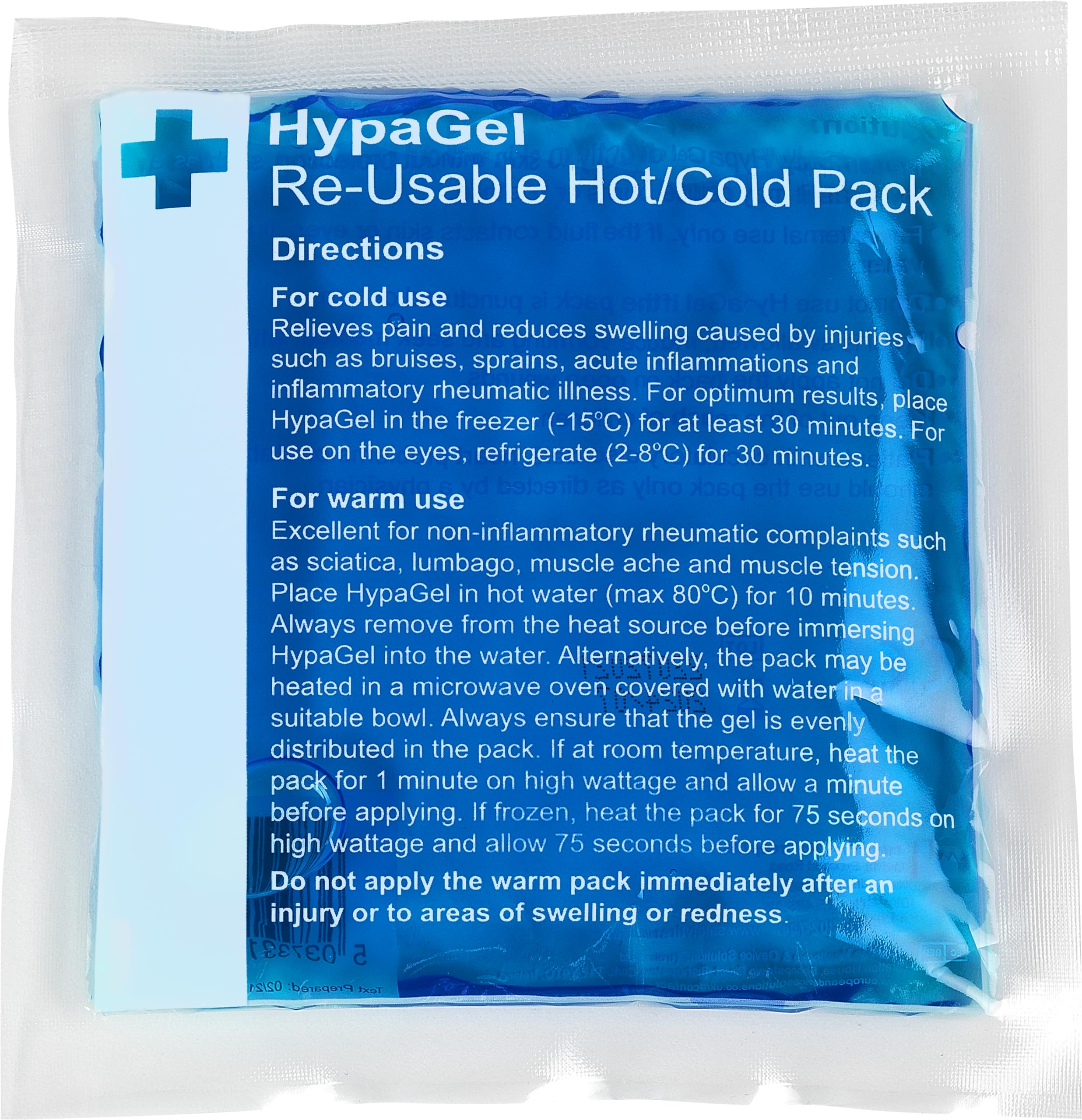 Safety First Aid Group HypaGel Reusable Compact Hot/Cold Gel Therapy Pack, for Sports First Aid, Muscles and Pain Relief, Single 13cm x 14cm - microwave and freezer-safe