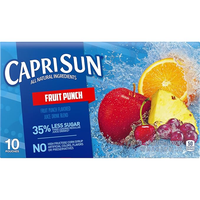 Capri-Sun 25% less sugar Fruit punch Juice pouches-10 pk (087684001073)