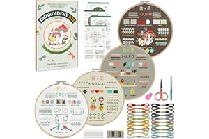 CYANFOUR Embroidery Kit for Beginners, 4 Stages to Learn 38 Stitches, with Step-by-Step Instructions and Clear Videos, Includes Multiple Accessories, Gift for Craft Lovers.