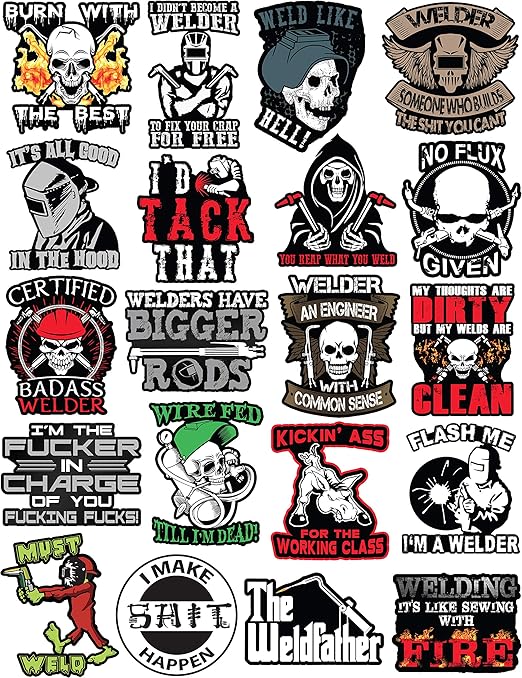 20 Welding Stickers for Welding Hood & Tool Box 100 Vinyl Stickers Stickers for Adults