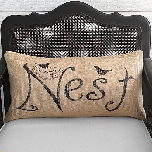Amazon Com Nest Burlap Pillow Lumbar 12x24 Insert Included