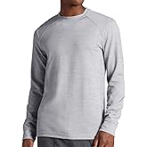Gaiam Mens Cozy & Cool Long Sleeve Crewneck Top, Standard Fit, Stretch Midweight Micro Waffle Jacquard Material