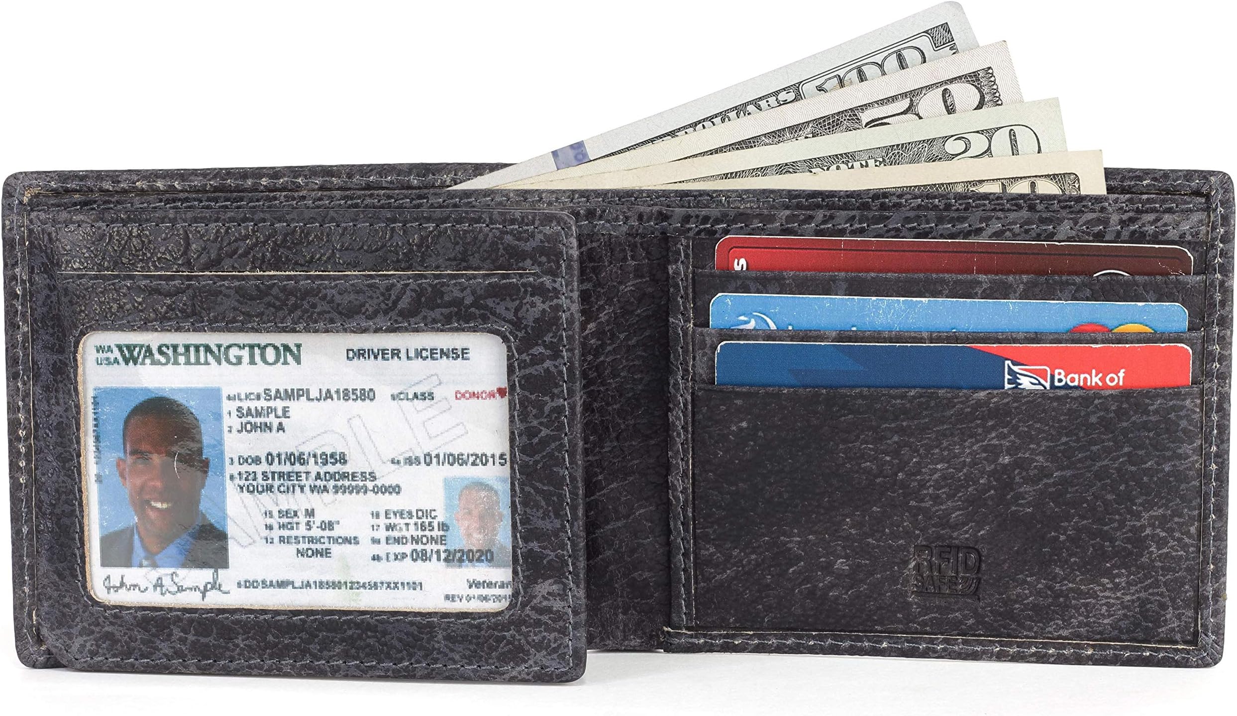RFID Leather Bifold Passcase Wallets For Men- Mens Wallet With 1 ID Window 9 Card Slots comes in a Gift Box