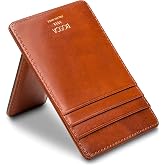 Bosca Italian Leather Men's Wallet with Money Clip - Hand-Stained Old Leather Italia Front Pocket Wallet For Men, Magnetic Clip, Gift-Ready Packaging, Amber