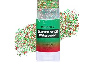 MEICOLY Christmas Face Glitter Stick,Christmas Hair Glitter for Kids and Women,Stocking Stuffers Gifts,Sparkle Chunky Christmas Makeup,Red Silver Green Body Glitter for Party Rave Festival
