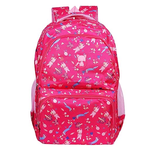 Online World Water-Resistant Casual School/College Backpack with Padded Strap for Girls/Women (Pink & White)