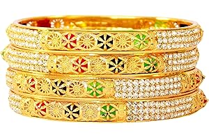 JD'Z COLLECTION Traditional Indian Gold Plated Bangles For Women & Girls Fashion Jewelry Bracelet Metal Bangles Ethnic Bollyw