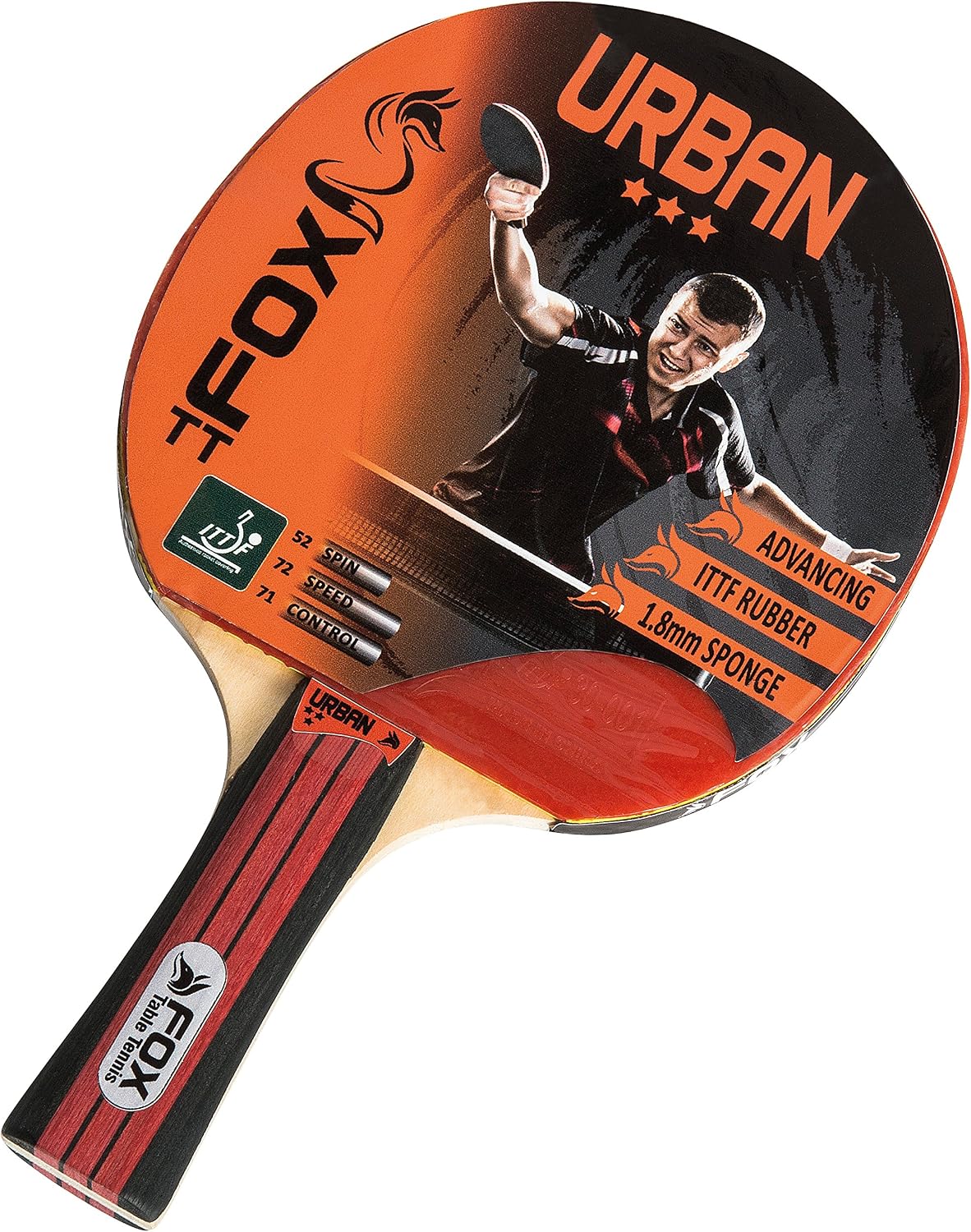 Fox TT Urban 3 Star Table Tennis Bat - Red, one size