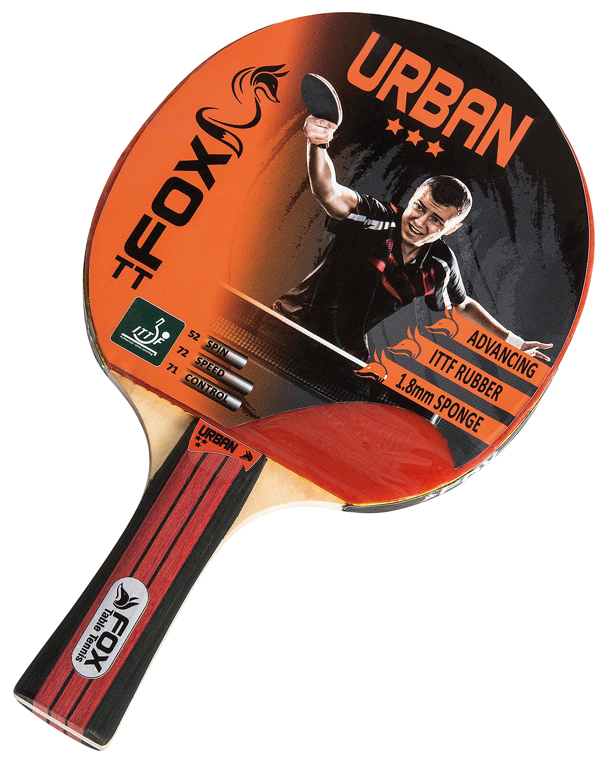 Fox TT Urban 3 Star Table Tennis Bat - Red, one size