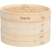 Helen’s Asian Kitchen Bamboo Food Steamer with Lid, 10-Inch