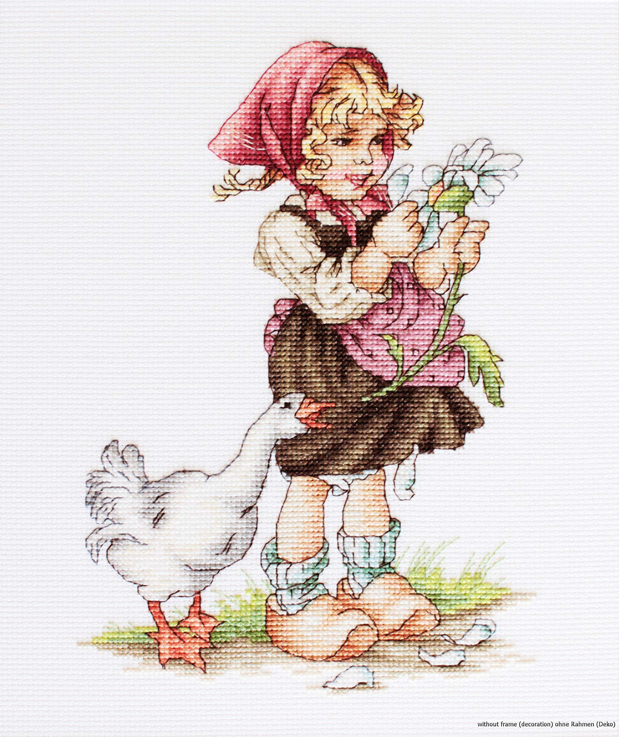 Luca-S 1-Piece Girl with Goose Counted Cross Stitch Kit