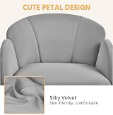 Yaheetech Velvet Computer Chair Light Gray with Armrests Multi Tilt 136kg view 6