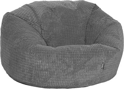 Gilda Giant Classic Grey Corduroy Beanbag Arrives Pre-Filled UK Designed
