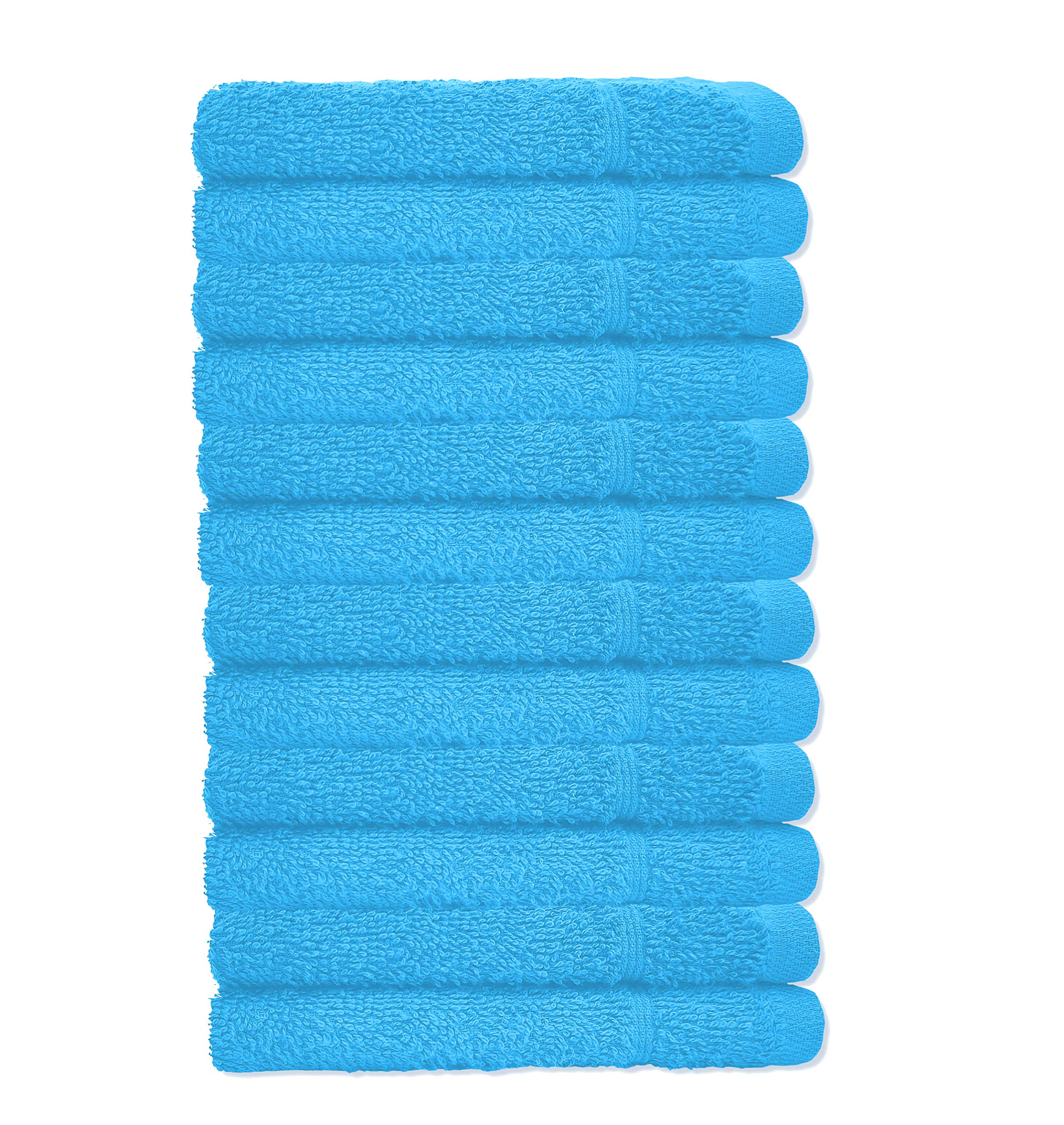 A & B TRADERS Washcloths 100% Prime Egyptian Cotton Pack of 12 Facecloths Flannels Super Soft Quick Dry 30 x 30cm (Sky Blue)